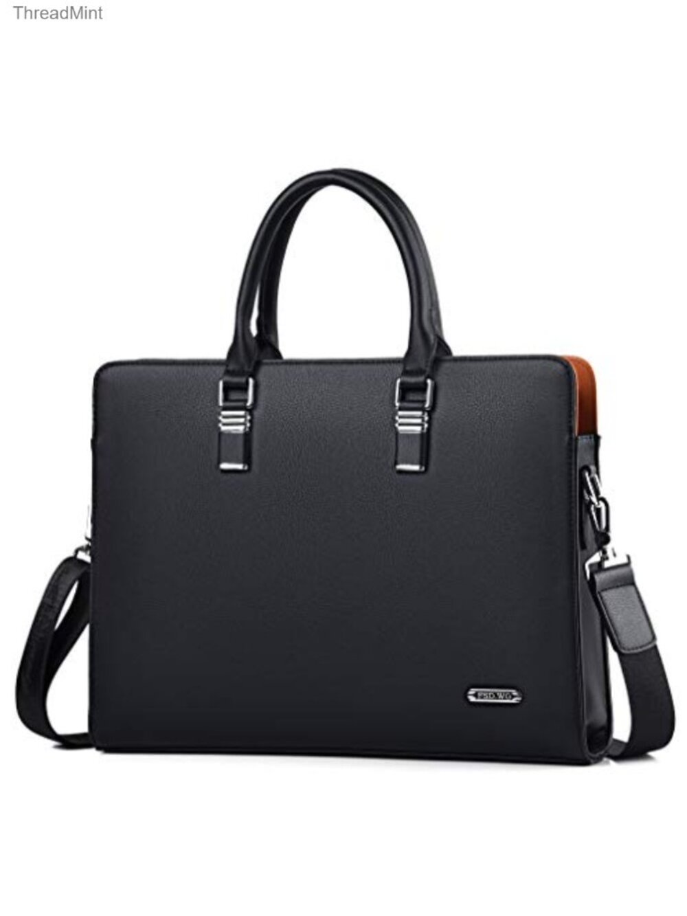 Leather Briefcase Laptop Business Bag Shoulder Strap Padded Handles